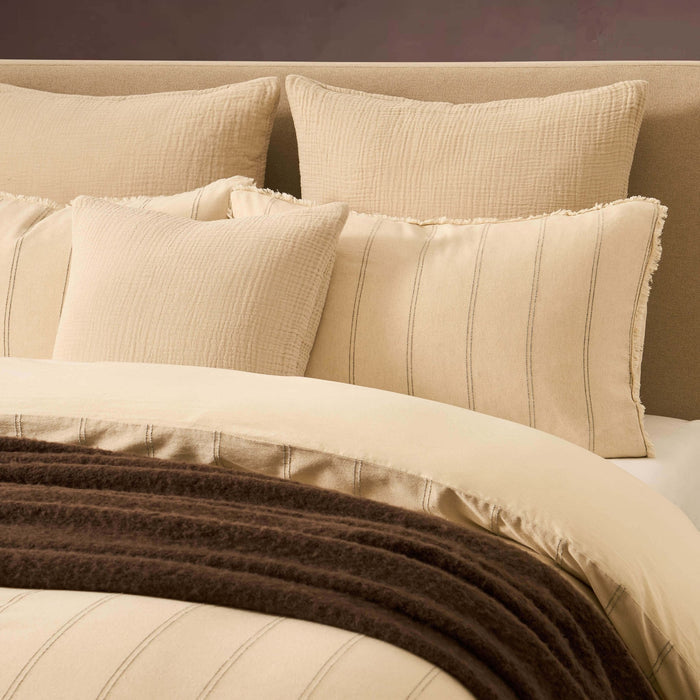 Hallie Linen Blend Yarn Dye Stripe Duvet Cover & Pillowcase Set - Natural - DUSK