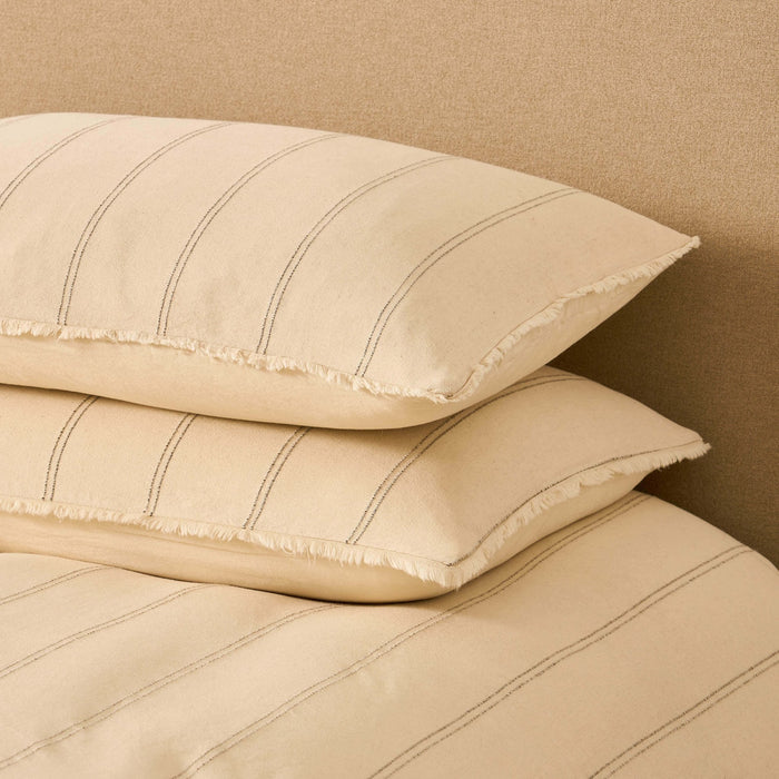 Hallie Linen Blend Yarn Dye Stripe Duvet Cover & Pillowcase Set - Natural - DUSK