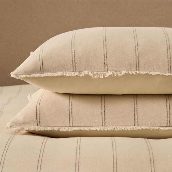 Hallie Linen Blend Yarn Dye Stripe Duvet Cover & Pillowcase Set - Natural - DUSK