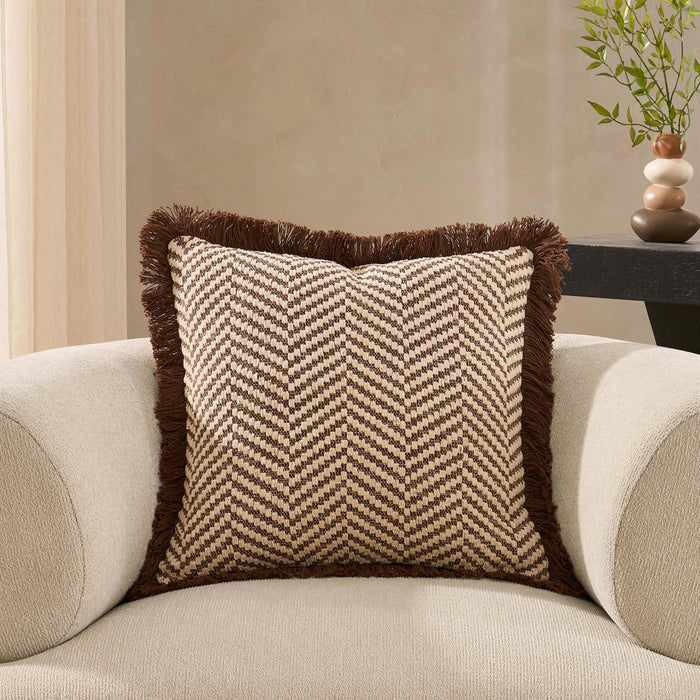 Herringbone Tufted Edge Sofa Cushion Cover - Chocolate - DUSK