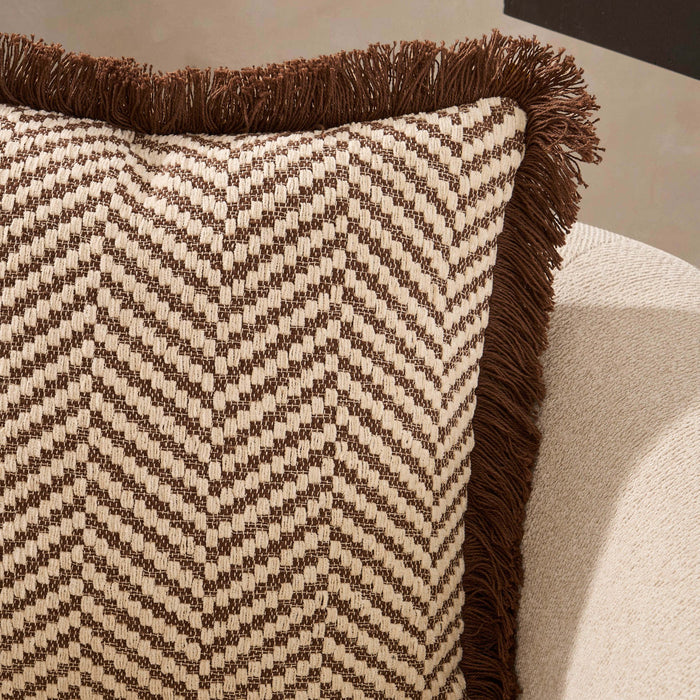 Herringbone Tufted Edge Sofa Cushion Cover - Chocolate - DUSK