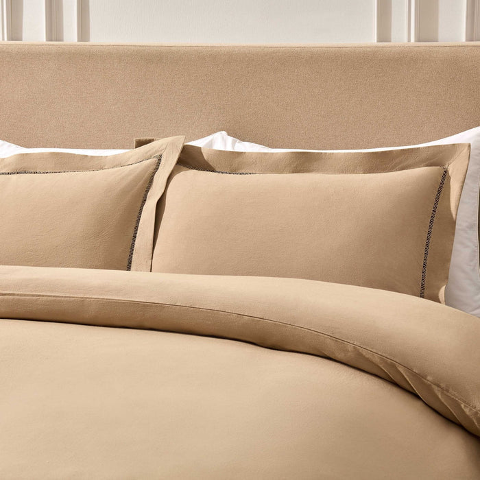 Imogen 100% Cotton Ladder Edge Duvet Cover & Pillowcase Set - Light Taupe - DUSK