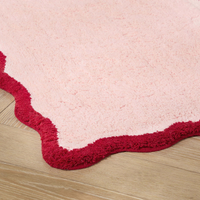 Kos Scalloped Bath Mat - Pink/Red - DUSK