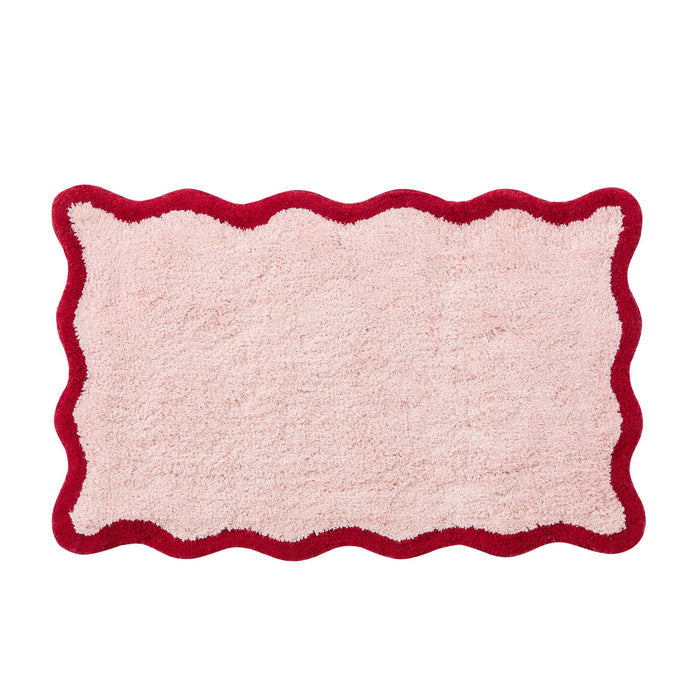 Kos Scalloped Bath Mat - Pink/Red - DUSK