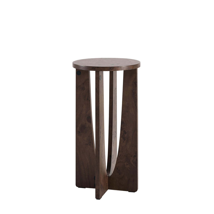 Lana Round Side Table - Dark Burl Effect - DUSK