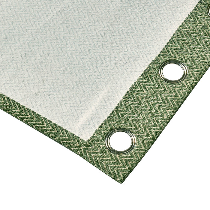 Large Herringbone Pattern Pencil Pleat Curtains - Green