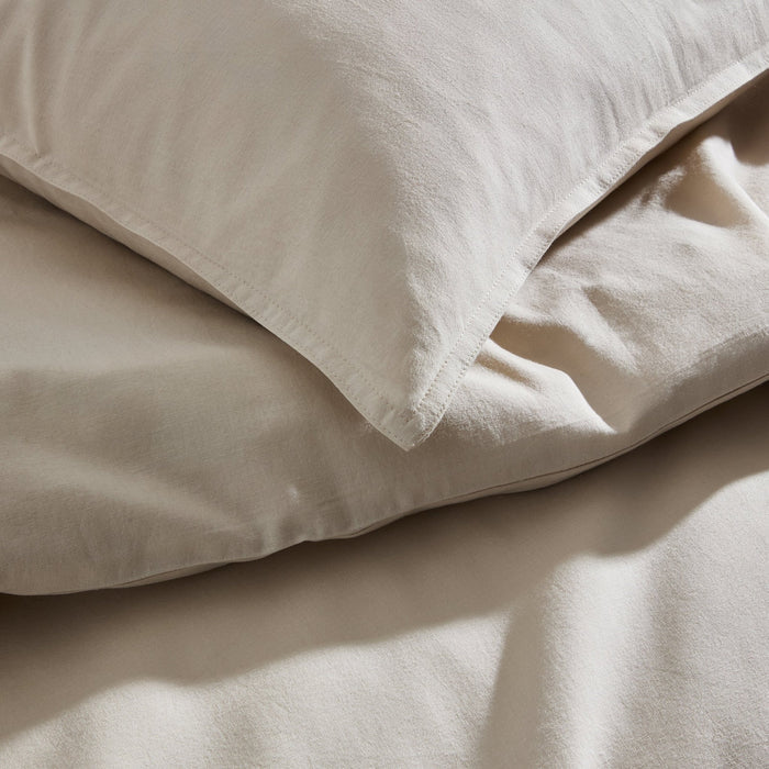Washed Cotton Ramie Linen Look Plain Dye Duvet Cover - Desert Sand - DUSK