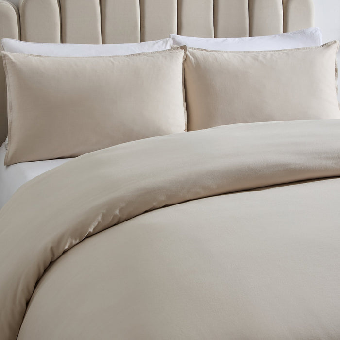 Washed Cotton Ramie Linen Look Plain Dye Duvet Cover - Desert Sand - DUSK