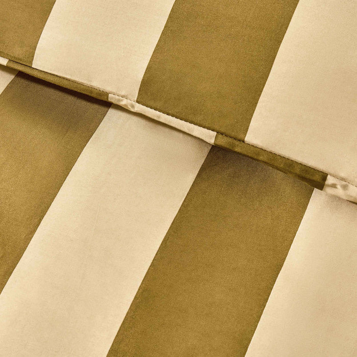 Livia 100% Cotton Tonal Stripe Duvet Cover & Pillowcase Set - Olive - DUSK