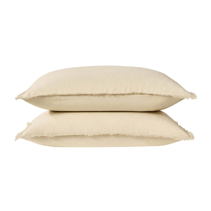 Lora Linen Blend Frayed Edge Duvet Cover & Pillowcase Set - Natural - DUSK