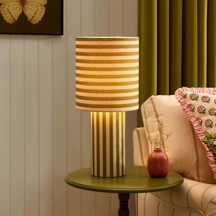 Lucia Striped Table Lamp - Green - DUSK