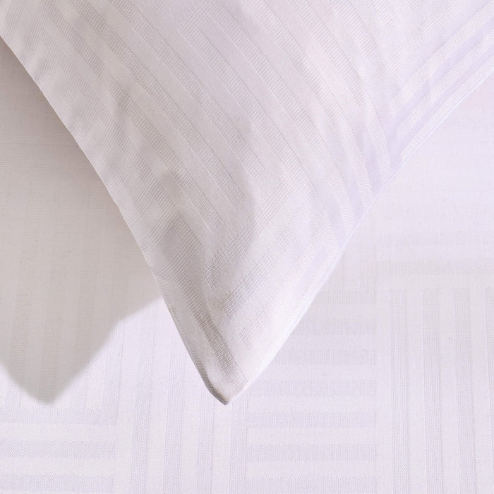 Lyla Lyocell Blend Geo Jacquard 300 Thread Count Duvet Cover & Pillowcase Set - White - DUSK