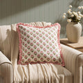 Maisie 100% Cotton Frill Edge Printed Sofa Cushion Cover - Pink - DUSK