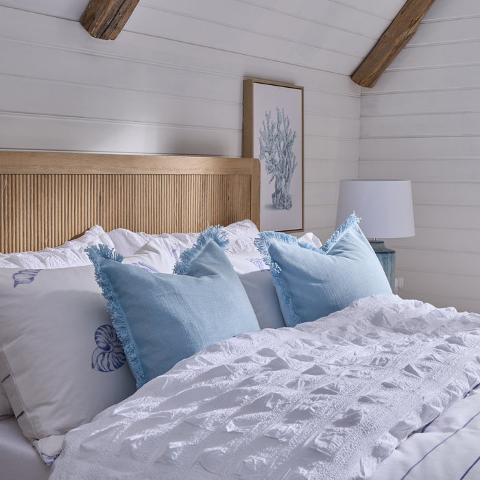 Marissa 100% Cotton Seersucker Check Duvet Cover & Pillowcase Set - White - DUSK