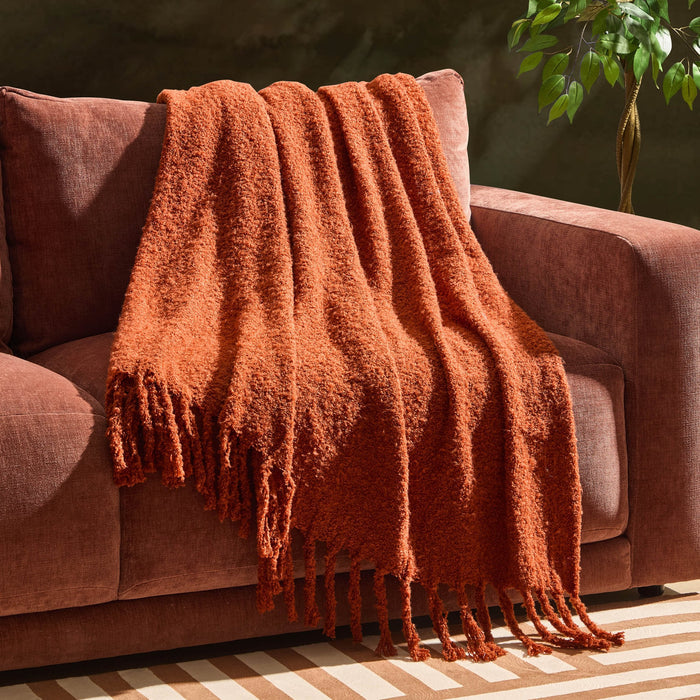 Mohair Style Sofa Throw - Burnt Orange - DUSK
