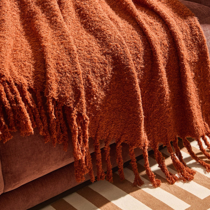 Mohair Style Sofa Throw - Burnt Orange - DUSK