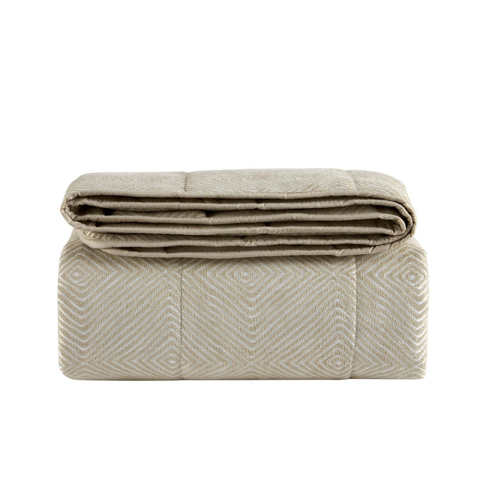 Nairobi Geo Chenille Stitch Quilt Bedspread - Taupe/White - DUSK