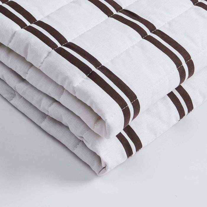 Noa Ruffle Edge Stripe Bedspread - Chocolate - DUSK