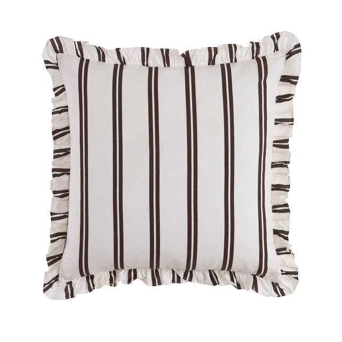 Noa Ruffle Edge Stripe Sofa Cushion Cover - Chocolate - DUSK