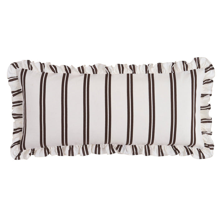 Noa Ruffle Edge Stripe Sofa Cushion Cover - Chocolate - DUSK