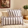 Noa Ruffle Edge Stripe Sofa Cushion Cover - Chocolate - DUSK