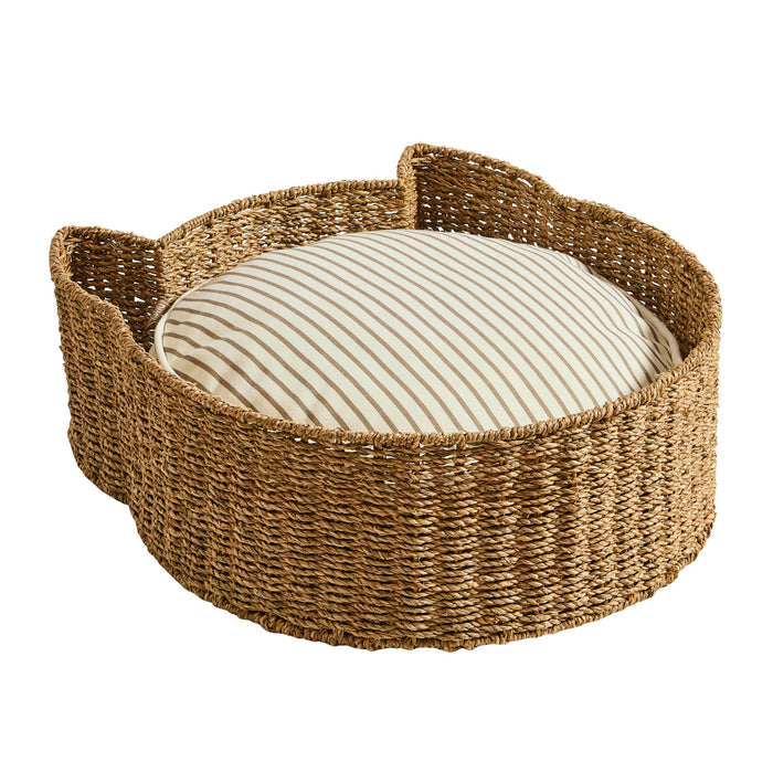 Maple Cat Shaped Seagrass Multi-use Storage Basket/ Bed - Natural - DUSK