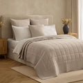 Oxford 100% Pure Cotton Quilted Bedspread - Champagne - DUSK