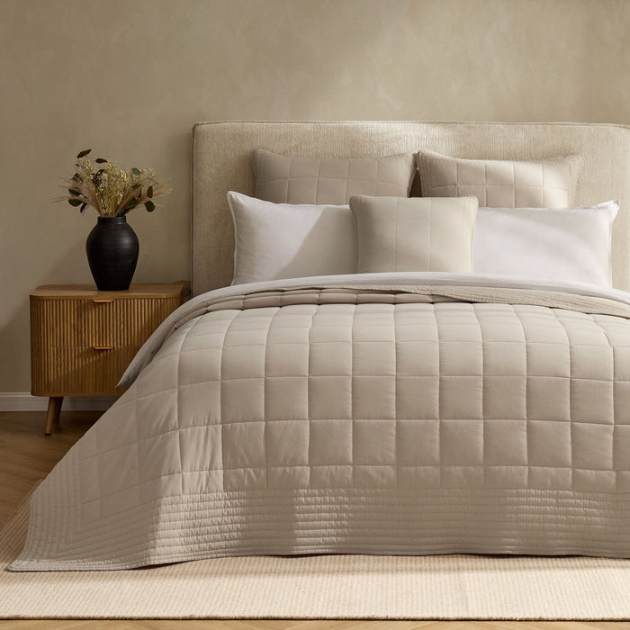 Oxford 100% Pure Cotton Quilted Bedspread - Champagne - DUSK