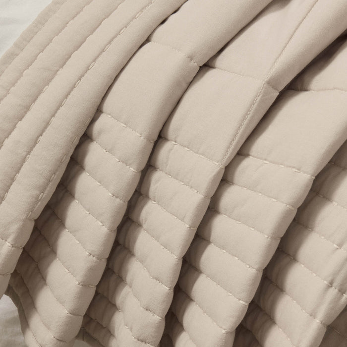 Oxford 100% Pure Cotton Quilted Bedspread - Champagne - DUSK