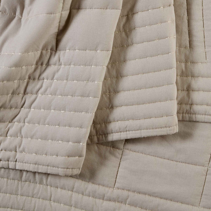 Oxford 100% Pure Cotton Quilted Bedspread - Champagne - DUSK