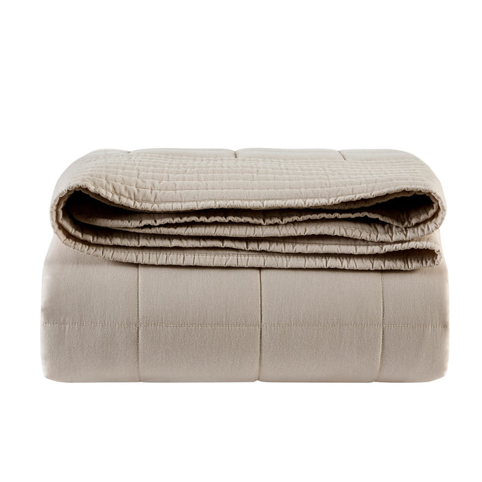 Oxford 100% Pure Cotton Quilted Bedspread - Champagne - DUSK