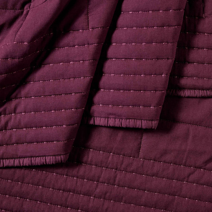 Oxford 100% Pure Cotton Quilted Bedspread - Aubergine - DUSK