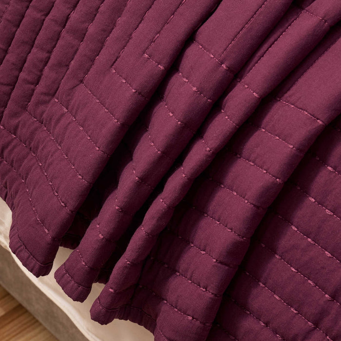 Oxford 100% Pure Cotton Quilted Bedspread - Aubergine - DUSK