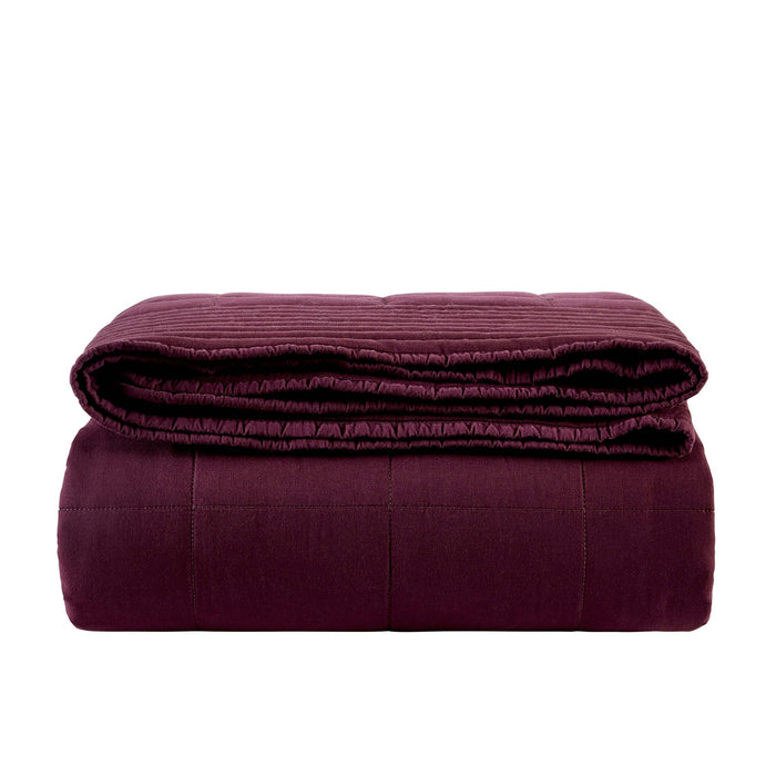 Oxford 100% Pure Cotton Quilted Bedspread - Aubergine - DUSK
