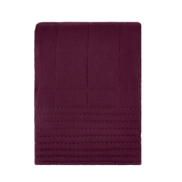 Oxford 100% Pure Cotton Quilted Bedspread - Aubergine - DUSK