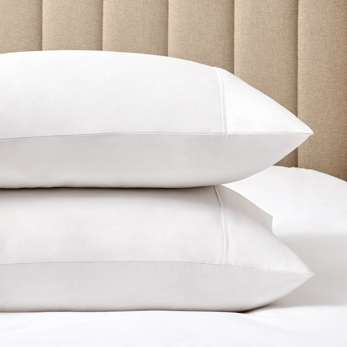 Pair of 100% Egyptian Cotton 600 Thread Count Classic Pillowcases - White - DUSK