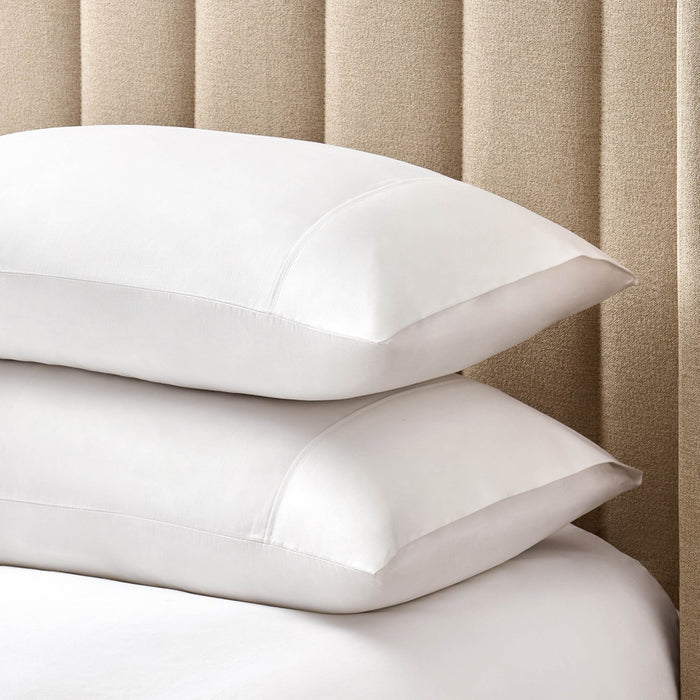 Pair of 100% Egyptian Cotton 600 Thread Count Classic Pillowcases - White - DUSK