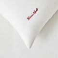 Pair of 200 Thread Count Slogan Embroidered Pillowcases - White - DUSK