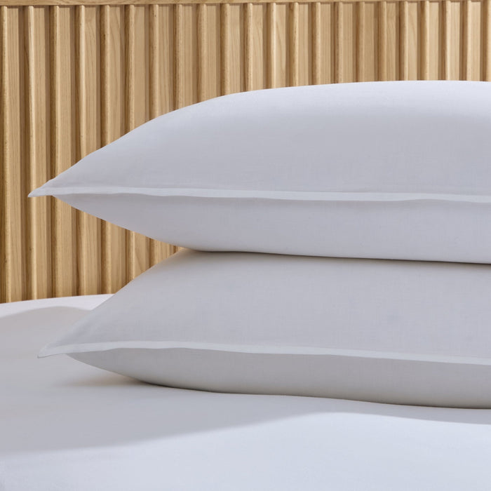 Pair of Ramie Linen Look Pillowcases - Washed Cotton - Chalk White - DUSK