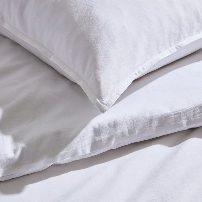Pair of Ramie Linen Look Pillowcases - Washed Cotton - Chalk White - DUSK