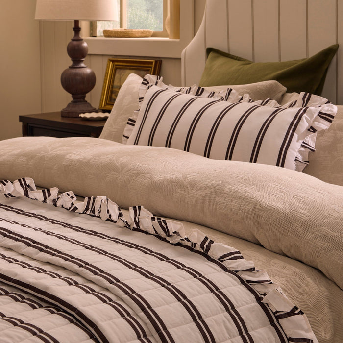 Portia Jacquard Waffle Duvet Cover & Pillowcase Set - Stone - DUSK