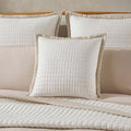 Portobello Floral Embroidered Linen Edge Cushion Cover - White/Natural - DUSK