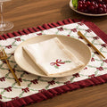 Printed Bow 100% Cotton Christmas Set of 4 Napkins - Red - DUSK