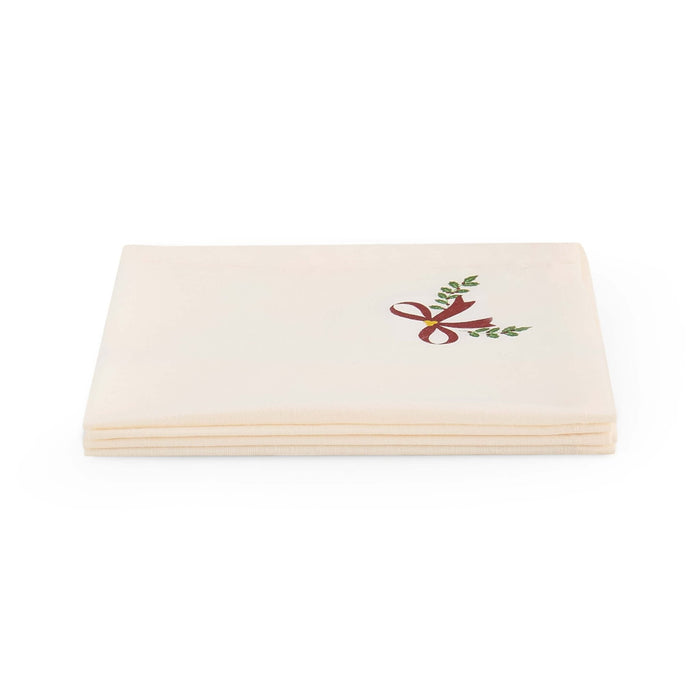 Printed Bow 100% Cotton Christmas Set of 4 Napkins - Red - DUSK