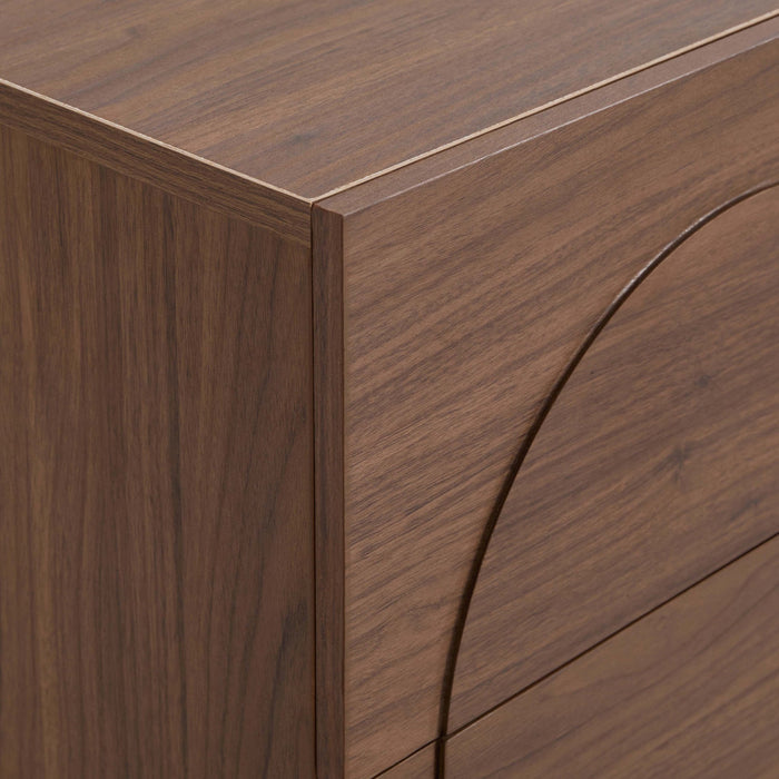 Rachel Arch Front 2 Drawer Bedside Table - Medium Wood - DUSK