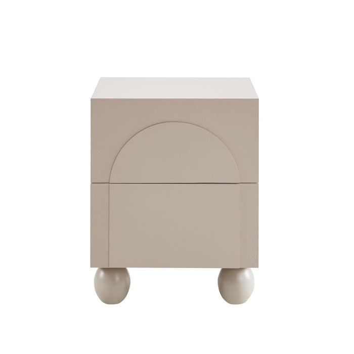 Rachel Arch Front 2 Drawer Bedside Table - Taupe - DUSK