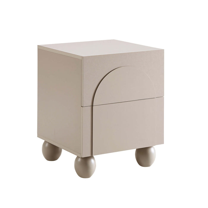 Rachel Arch Front 2 Drawer Bedside Table - Taupe - DUSK