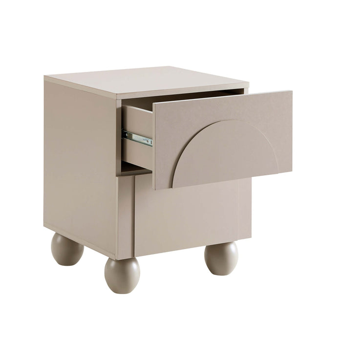 Rachel Arch Front 2 Drawer Bedside Table - Taupe - DUSK