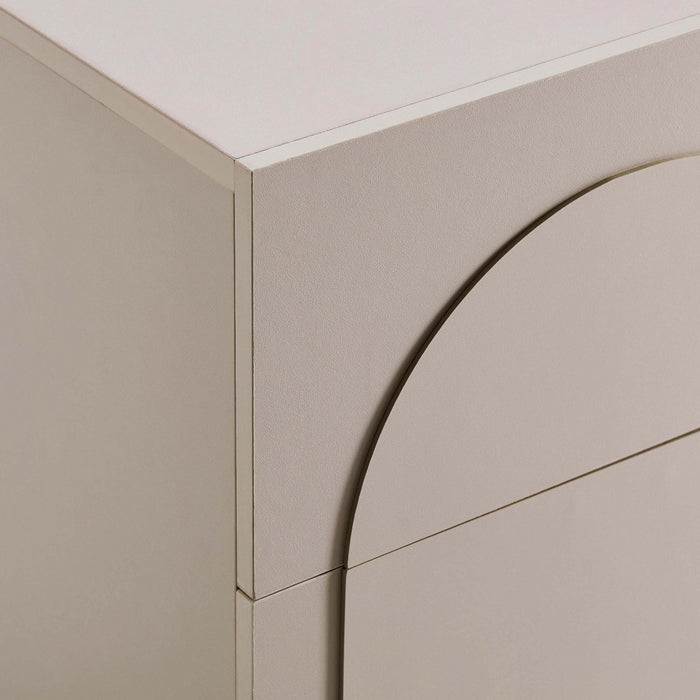 Rachel Arch Front 2 Drawer Bedside Table - Taupe - DUSK