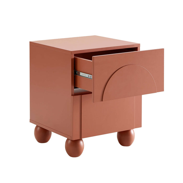 Rachel Arch Front 2 Drawer Bedside Table - Terracotta - DUSK
